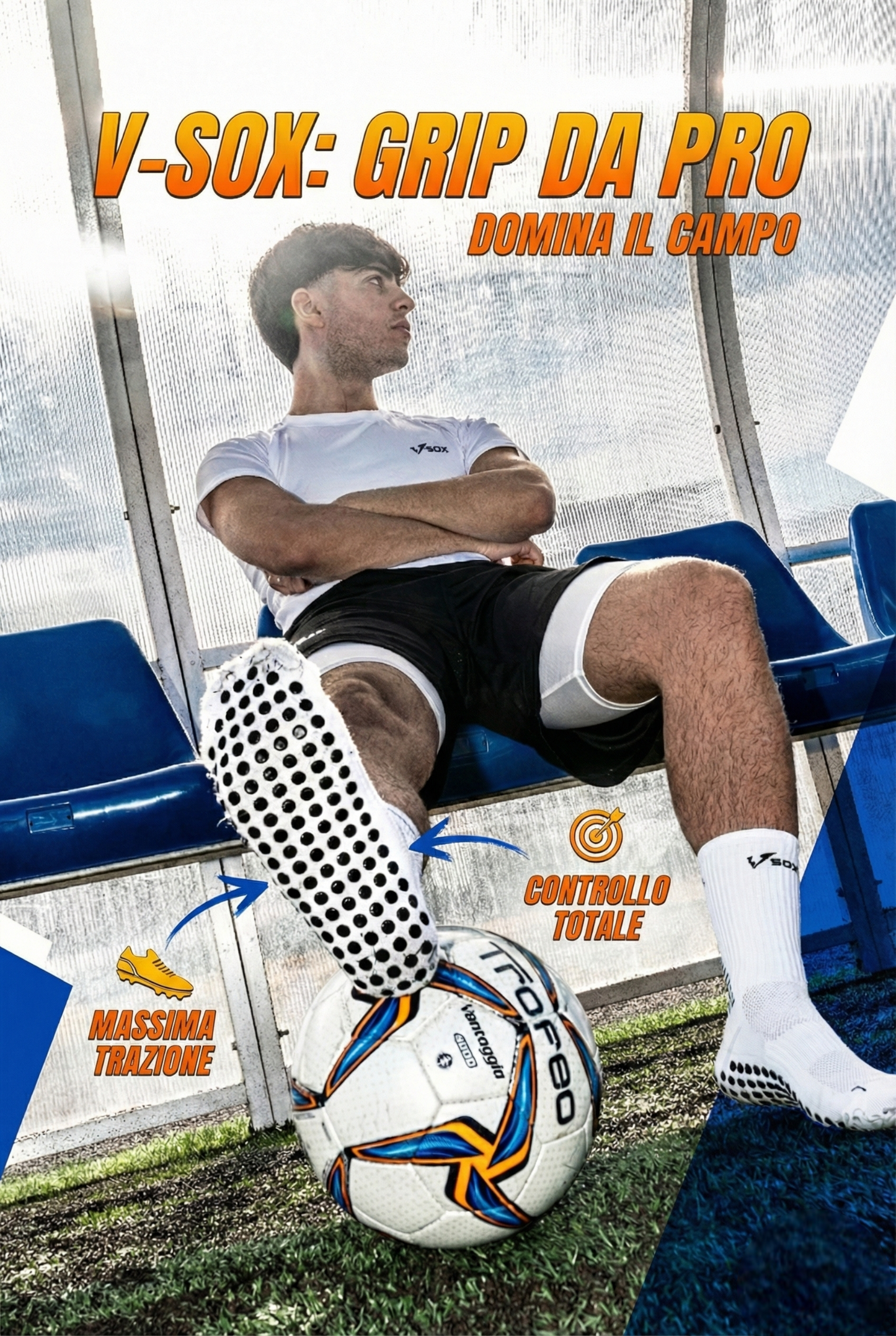 CALZE GRIP VSOX “ NO PAIN NO GAIN” BIANCHE