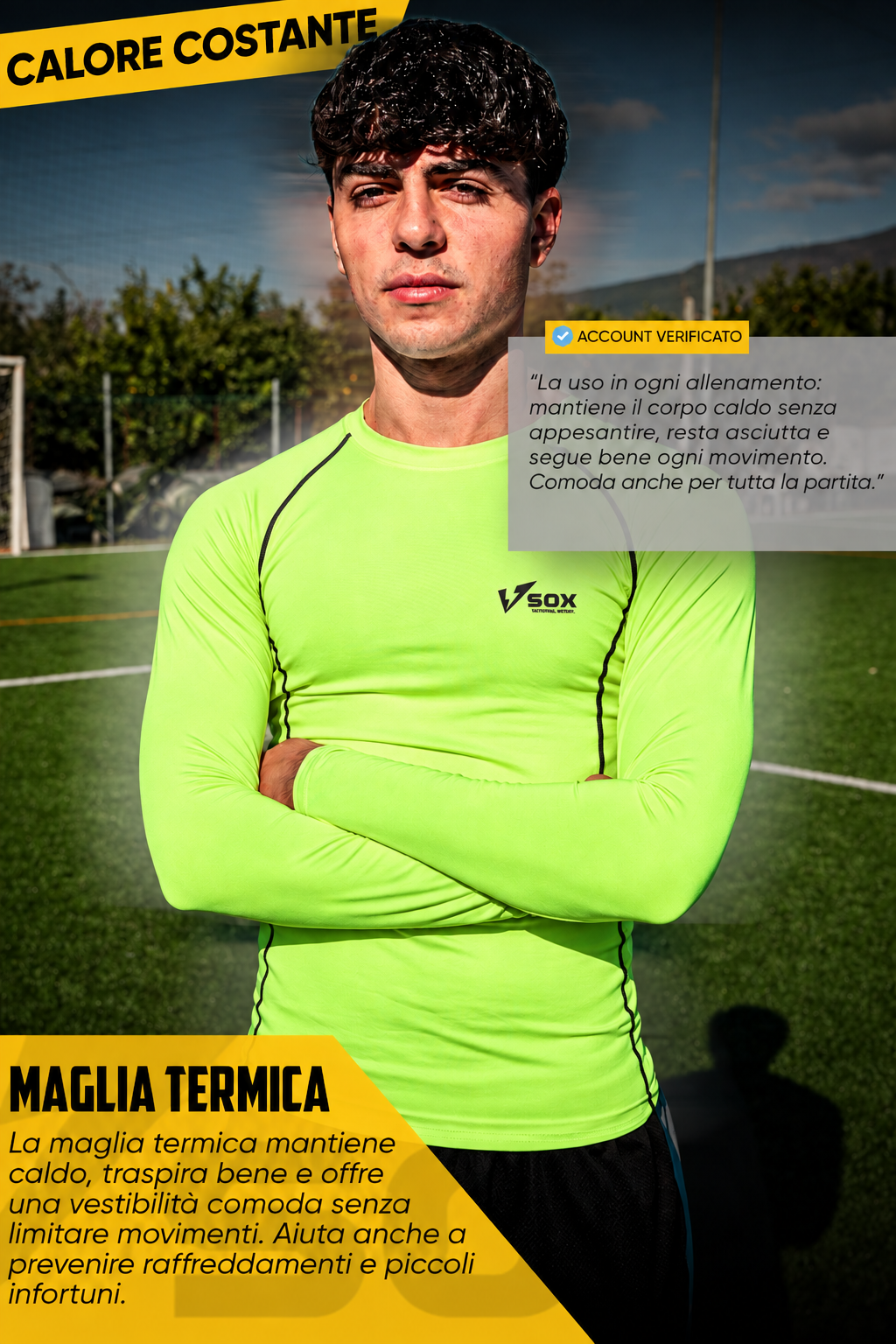MAGLIA TERMICA MANICA LUNGA GIALLO FLUO