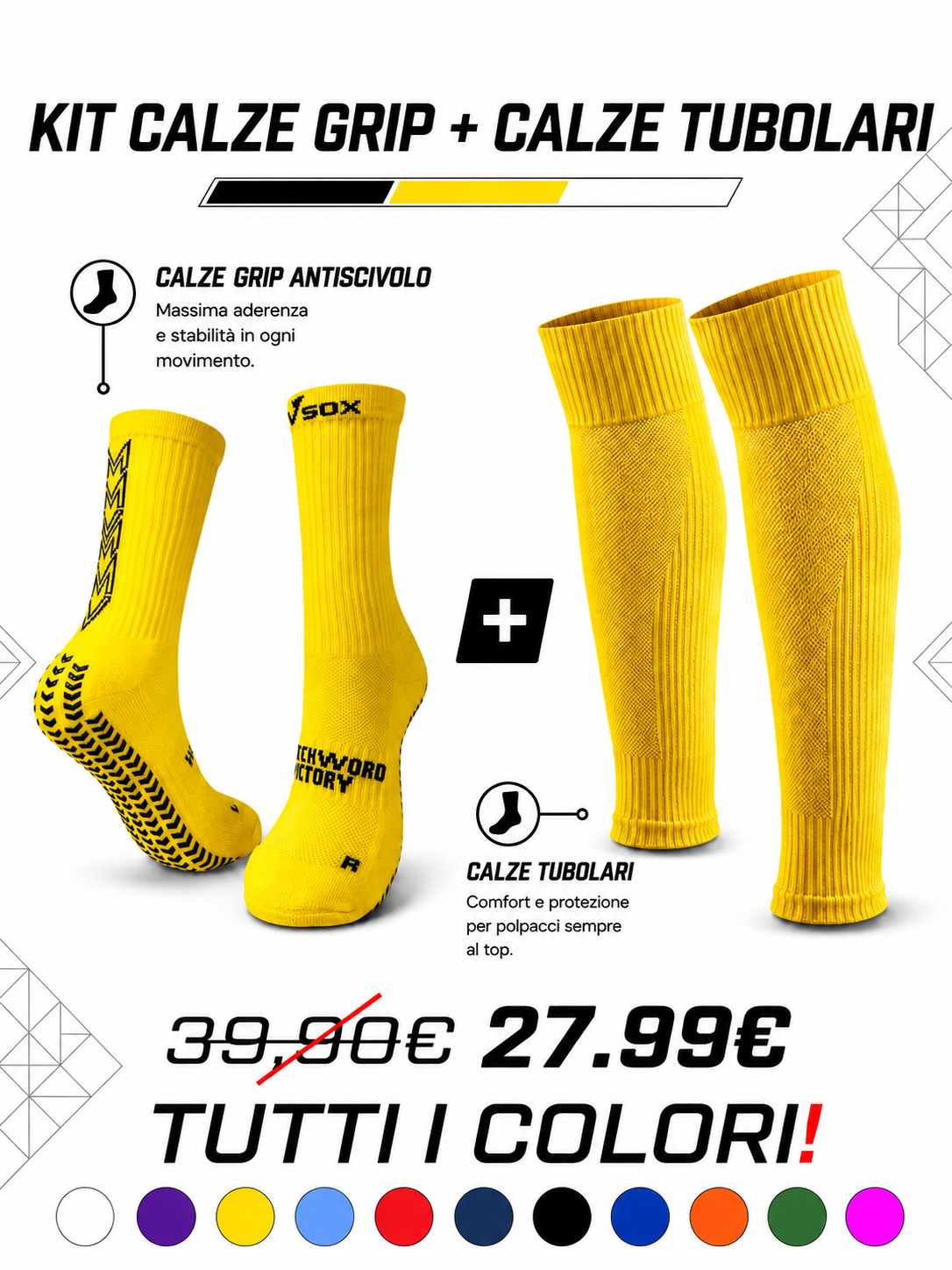 KIT DOUBLE  CALZE VICTORY + CALZE TUBOLARE