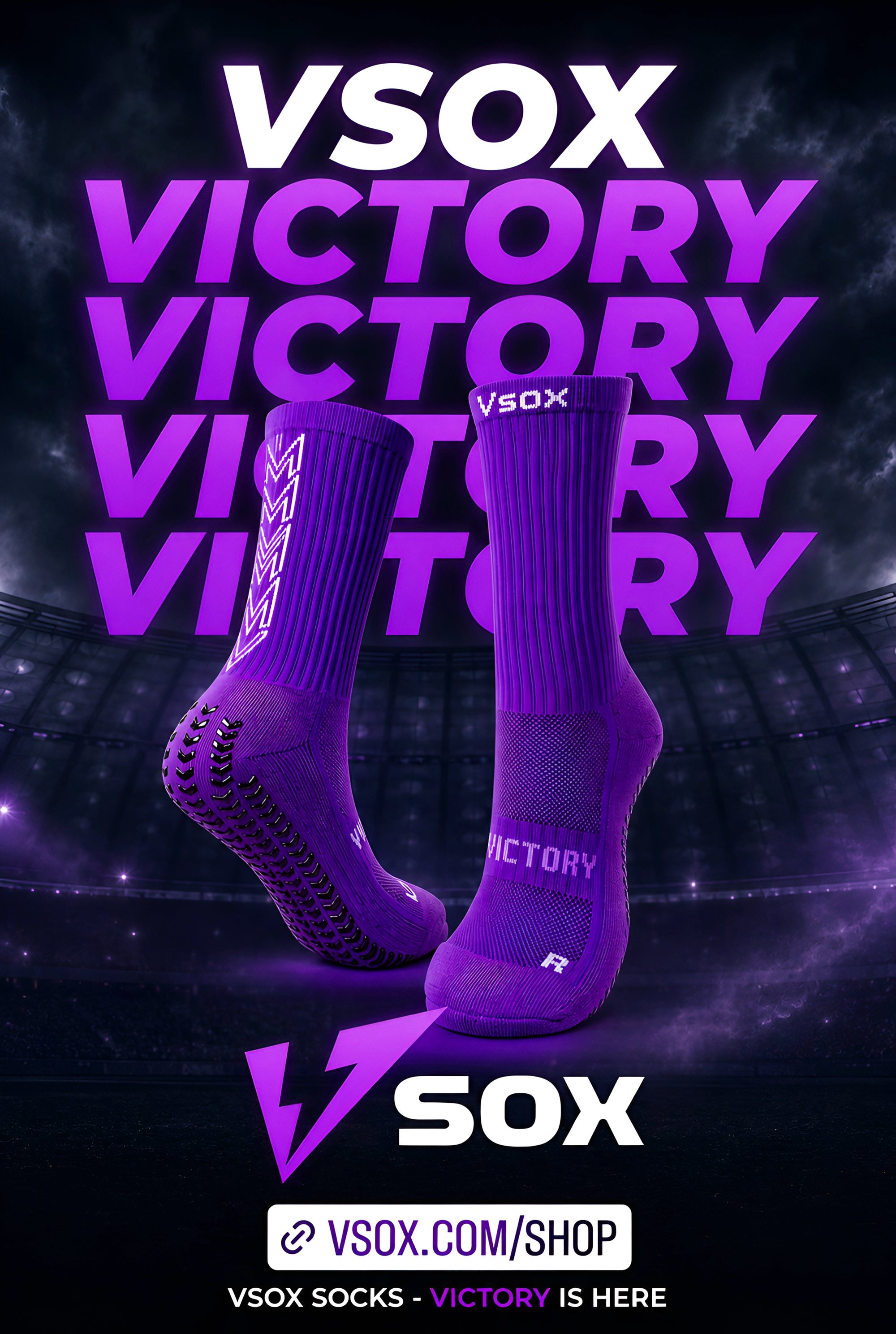 VSOX “VICTORY” PURPLE GRIP SOCKS
