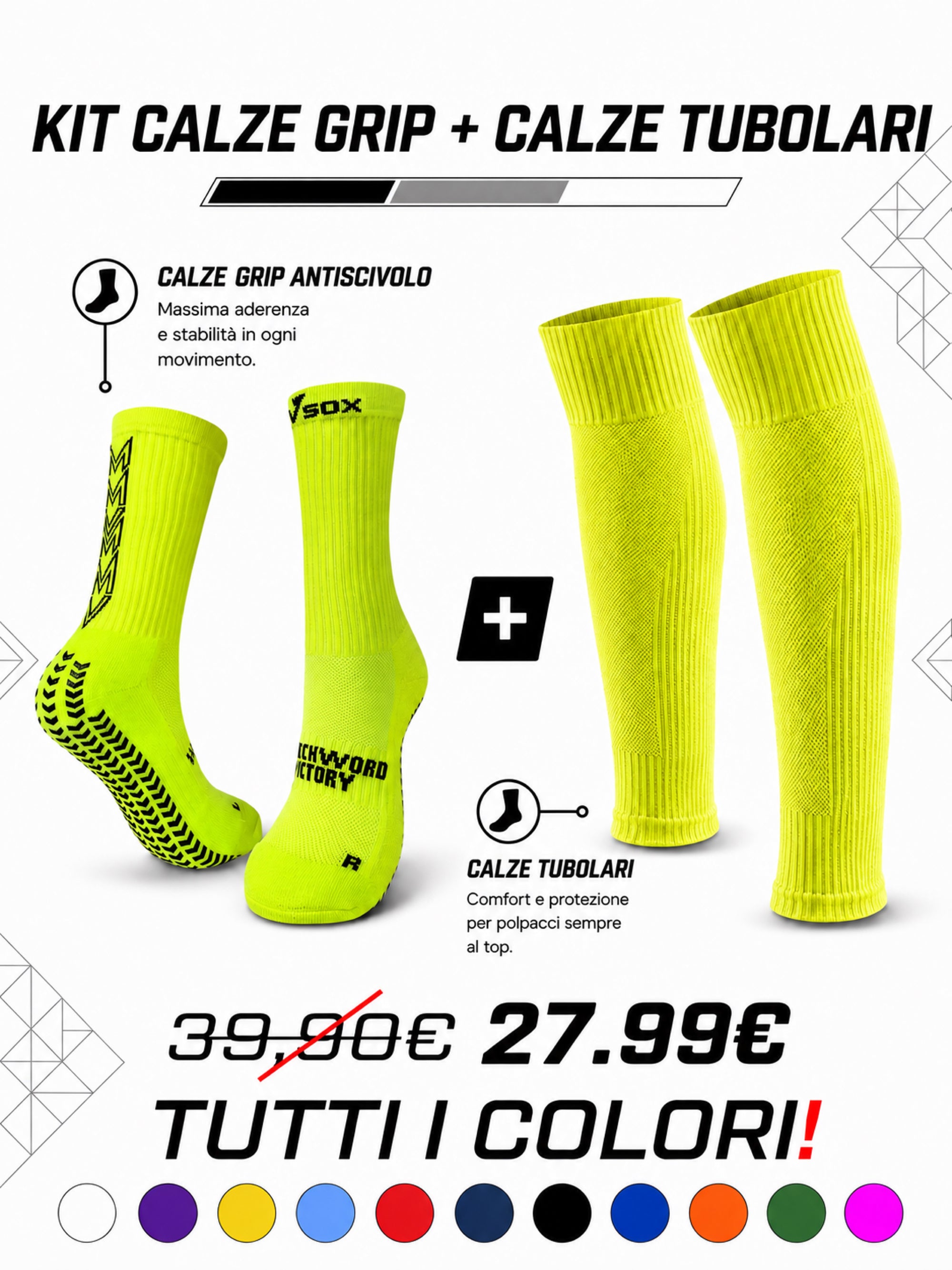 KIT DOUBLE  CALZE VICTORY + CALZE TUBOLARE