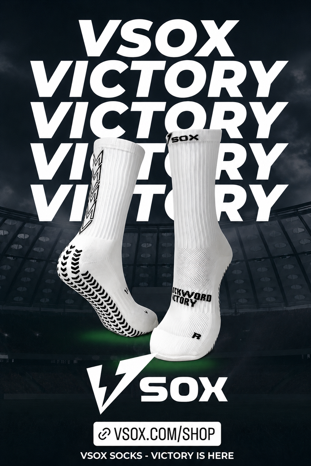 VSOX “VICTORY” WHITE GRIP SOCKS