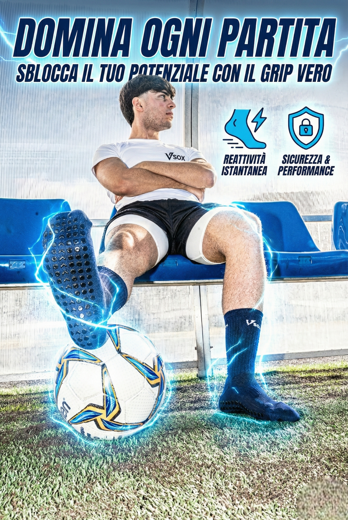 CALZE GRIP VSOX “ NO PAIN NO GAIN” BLU SCURO