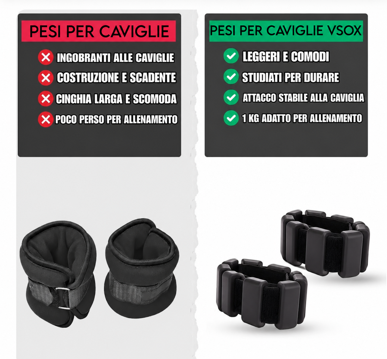 CAVIGLIERE FITNESS CON PESI VSOX