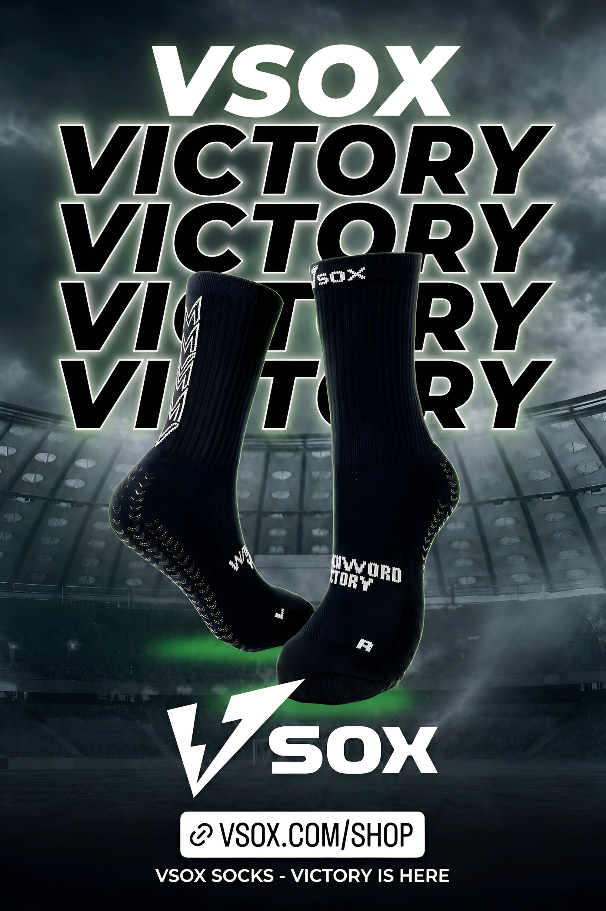 VSOX “VICTORY” GRIP SOCKS BLACK