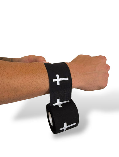 WHITE RIBBON WITH CROSSES
