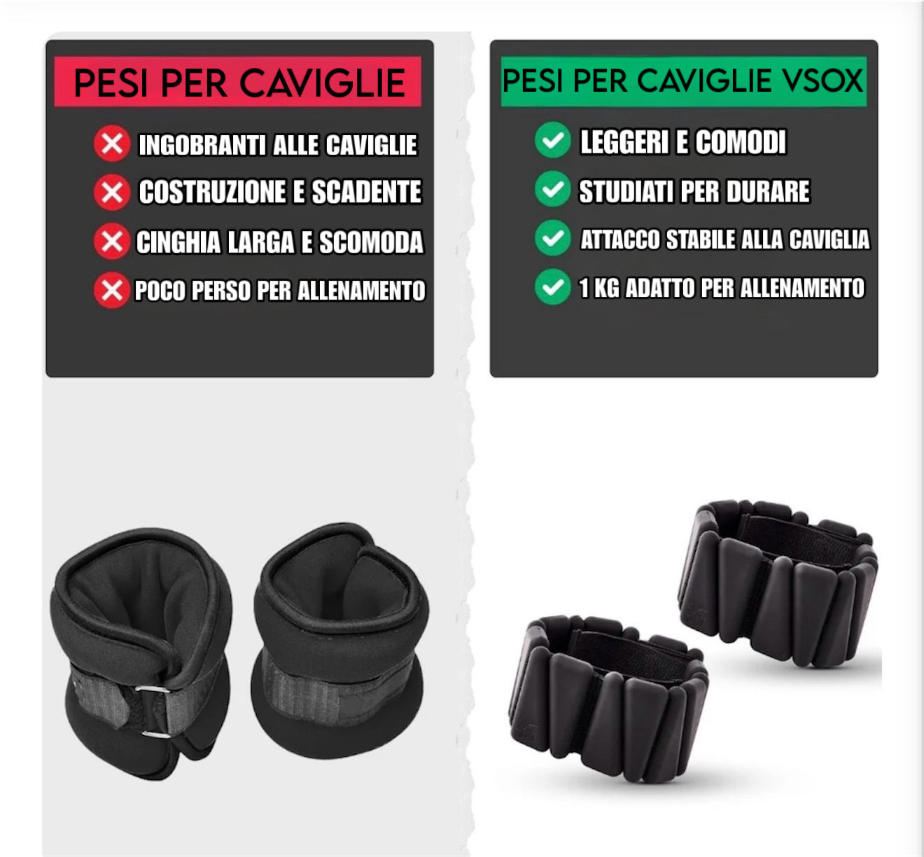 CAVIGLIERE FITNESS CON PESI VSOX