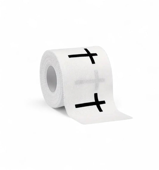 WHITE RIBBON WITH CROSSES