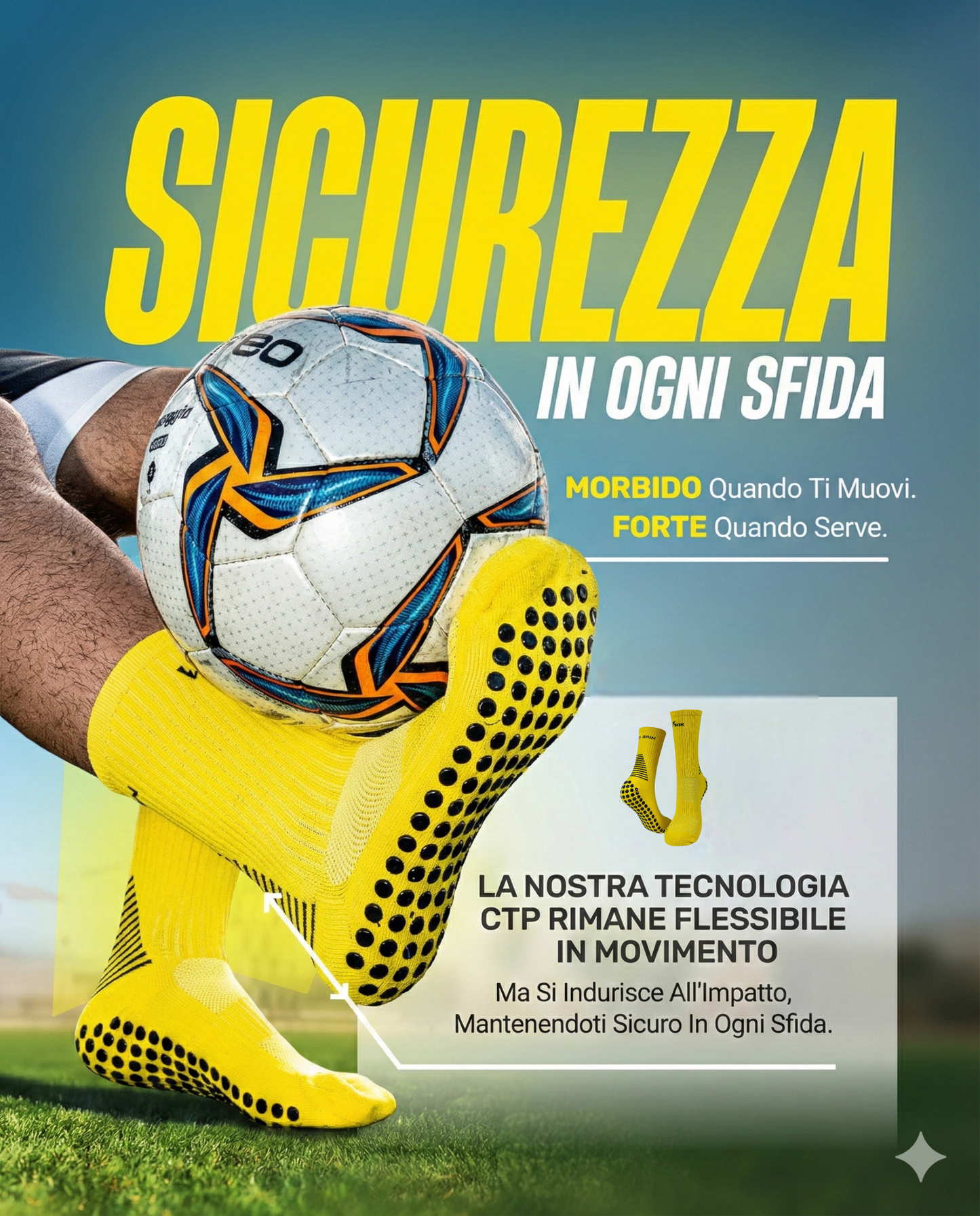 CALZE GRIP VSOX“ NO PAIN NO GAIN” GIALLE