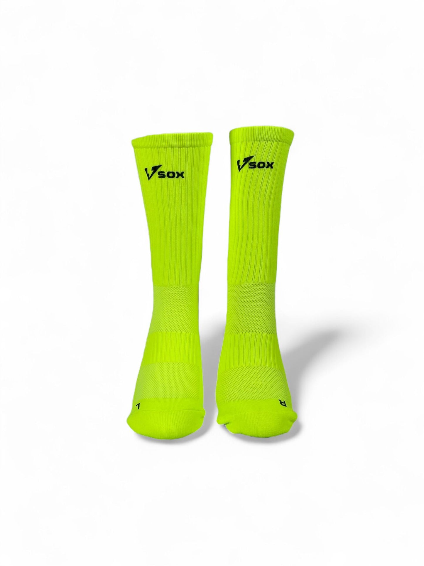 VSOX “NO PAIN NO GAIN” FLUORESCENT YELLOW GRIP SOCKS