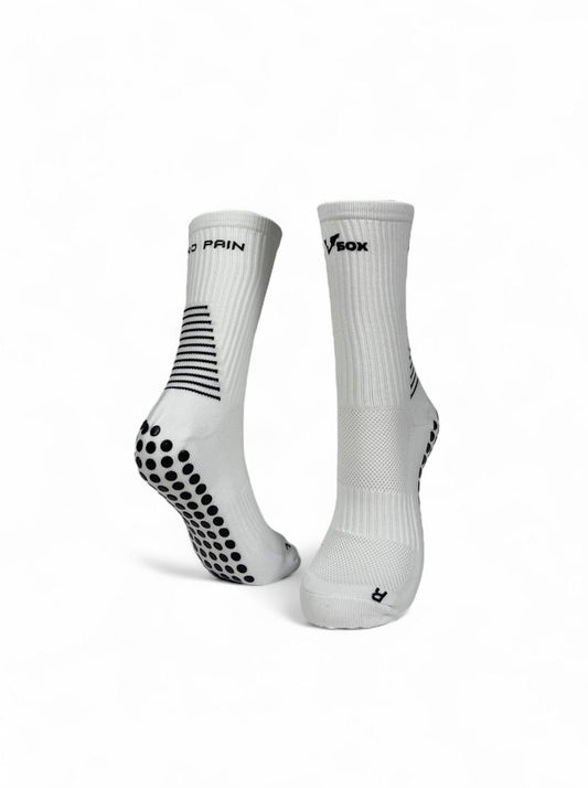 VSOX “NO PAIN NO GAIN” GRIP SOCKS WHITE