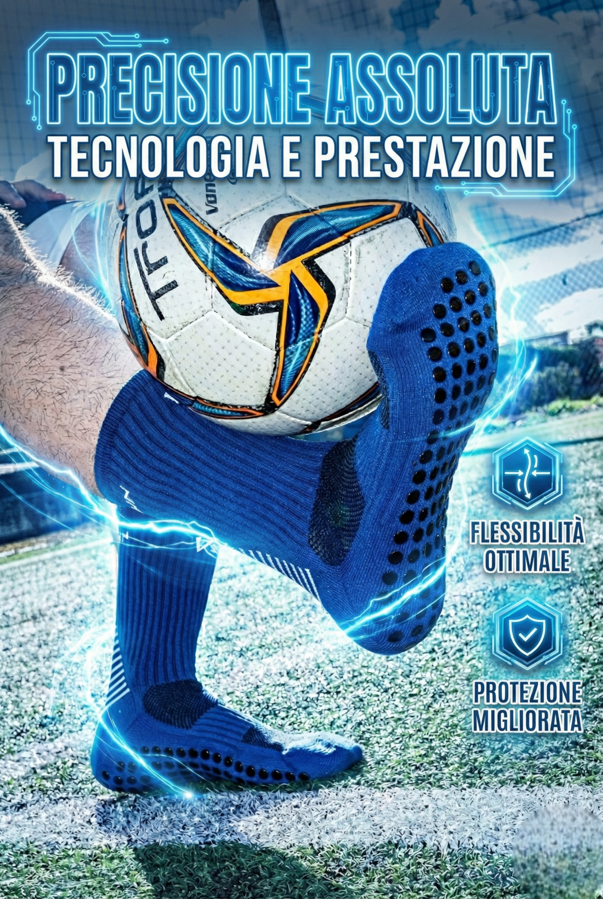 CALZE GRIP VSOX “ NO PAIN NO GAIN” BLU CHIARO