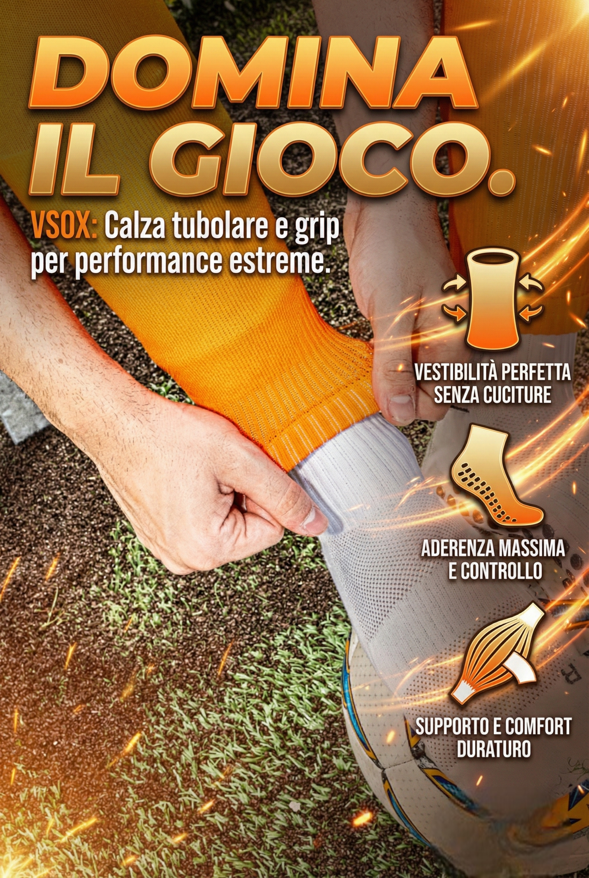 ORANGE TUBULAR SOCKS